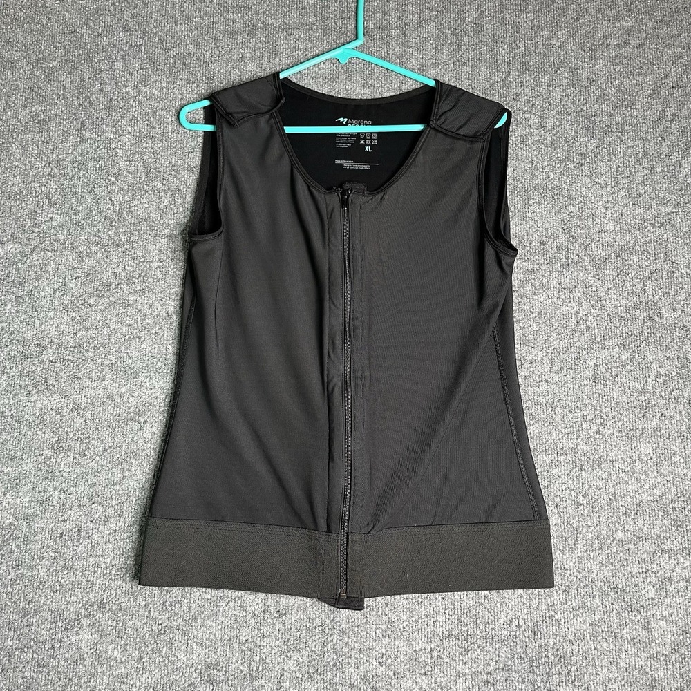 Marena Recovery Compression Vest Womens Size XL Black‎ Zipper Front Post Surgery